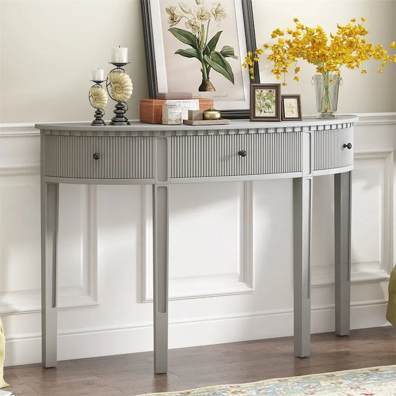 U-Style Distinctive Features of Pine Veneer Console Table