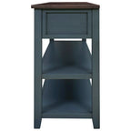 Retro Design Console Table with Two Open Shelves, Pine Solid Wood Frame and Legs for Living Room