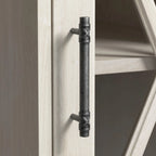Linen White Oak Farmhouse Desk with Hutch & Storage Cabinet, 1-Person