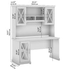 Linen White Oak Farmhouse Desk with Hutch & Storage Cabinet, 1-Person