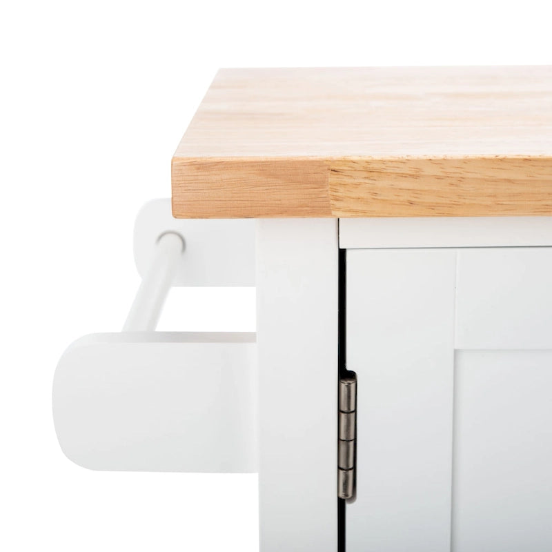 White/Natural 2-Door 1-Shelf Kitchen Cart, Single Use