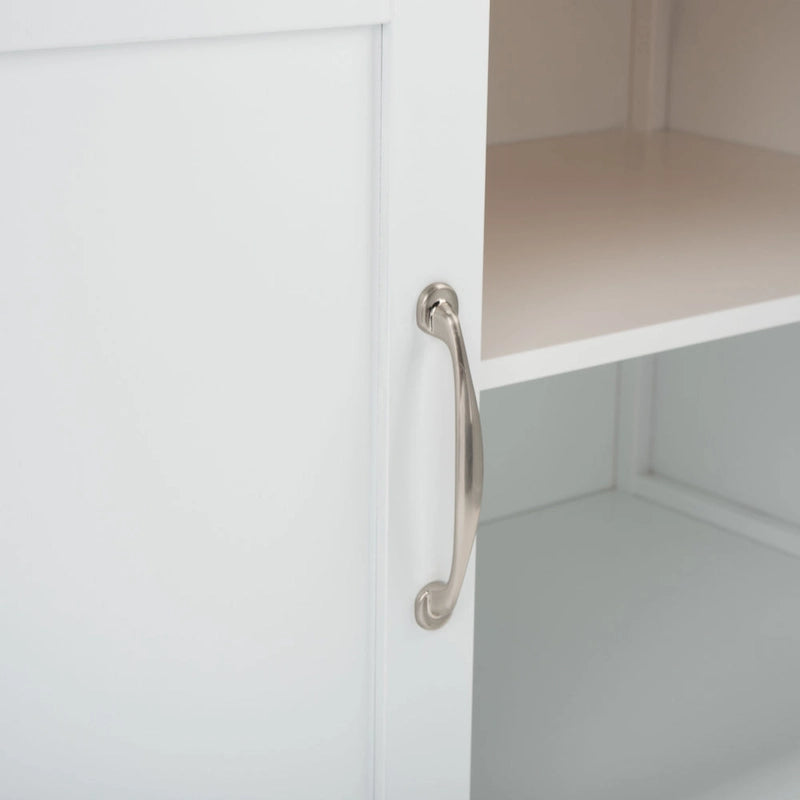White/Natural 2-Door 1-Shelf Kitchen Cart, Single Use