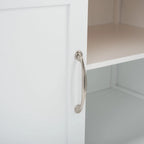 White/Natural 2-Door 1-Shelf Kitchen Cart, Single Use