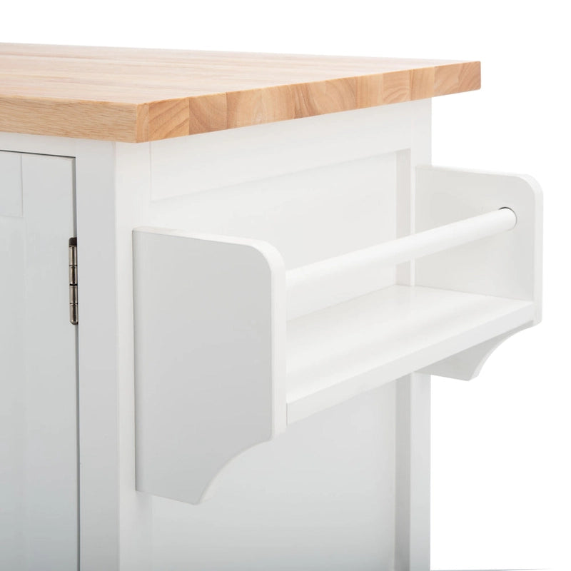 White/Natural 2-Door 1-Shelf Kitchen Cart, Single Use