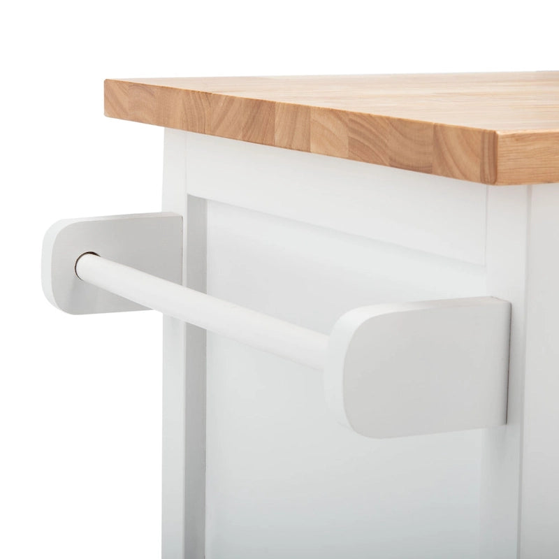 White/Natural 2-Door 1-Shelf Kitchen Cart, Single Use