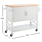 White/Natural 2-Door 1-Shelf Kitchen Cart, Single Use