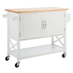 White/Natural 2-Door 1-Shelf Kitchen Cart, Single Use