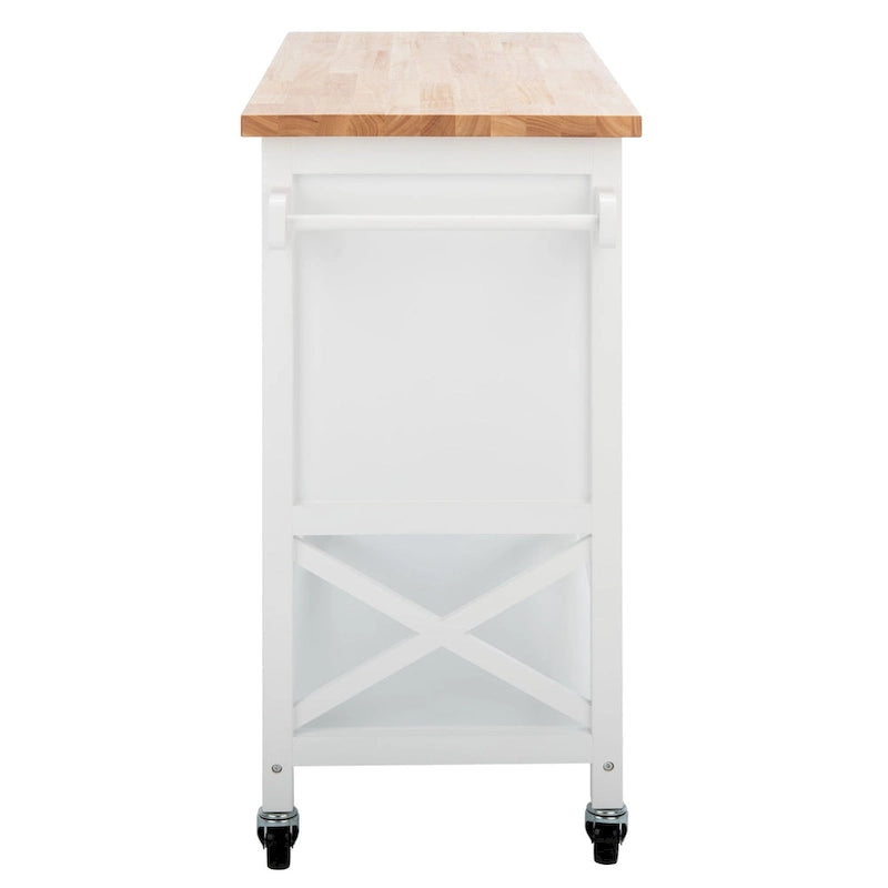 White/Natural 2-Door 1-Shelf Kitchen Cart, Single Use