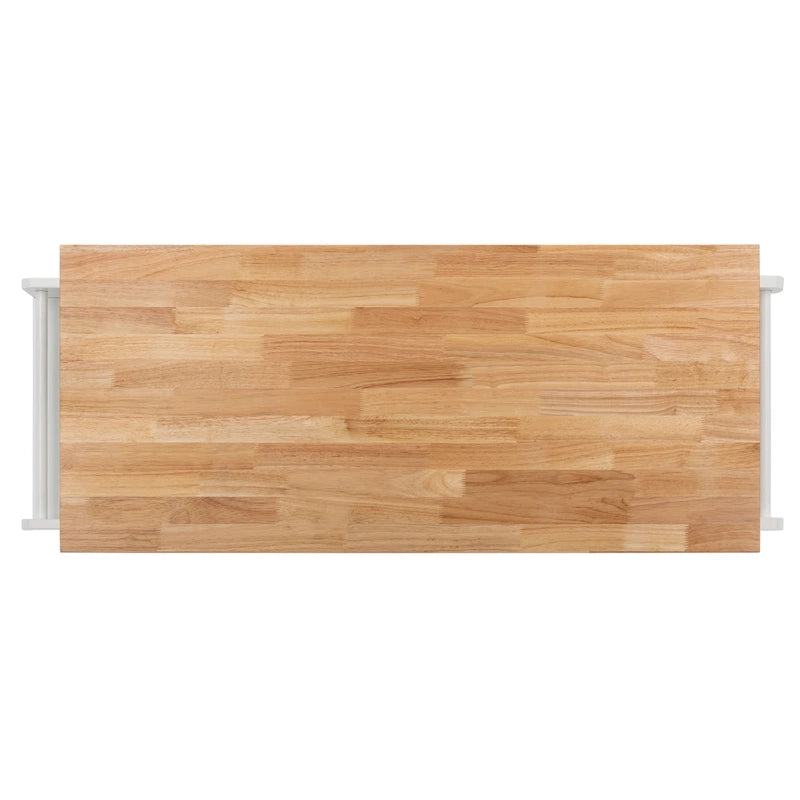 White/Natural 2-Door 1-Shelf Kitchen Cart, Single Use