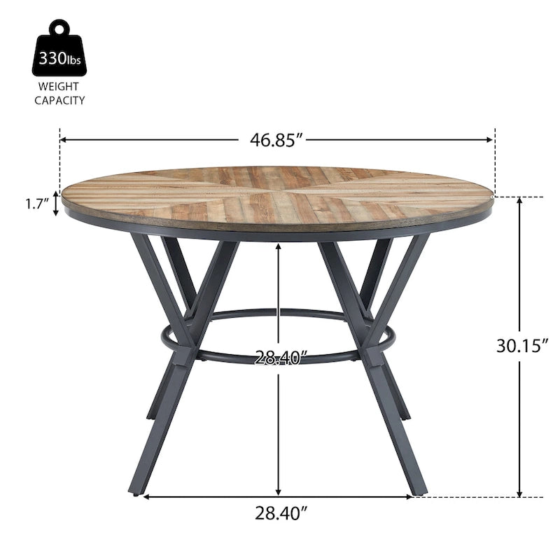 Light Birch & Black Round Dining Table, Seats 2–4