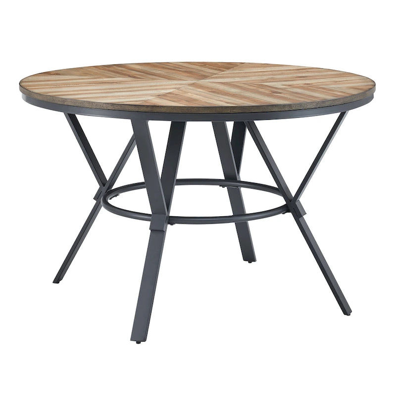 Light Birch & Black Round Dining Table, Seats 2–4