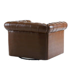 Green / Dark Brown Chesterfield Swivel Club Chair, Faux Leather, 1-Seat, 360° Rotation