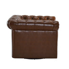 Green / Dark Brown Chesterfield Swivel Club Chair, Faux Leather, 1-Seat, 360° Rotation