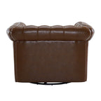 Green / Dark Brown Chesterfield Swivel Club Chair, Faux Leather, 1-Seat, 360° Rotation