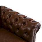 Green / Dark Brown Chesterfield Swivel Club Chair, Faux Leather, 1-Seat, 360° Rotation