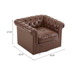 Green / Dark Brown Chesterfield Swivel Club Chair, Faux Leather, 1-Seat, 360° Rotation