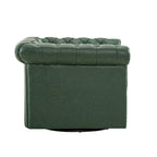 Green / Dark Brown Chesterfield Swivel Club Chair, Faux Leather, 1-Seat, 360° Rotation
