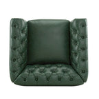 Green / Dark Brown Chesterfield Swivel Club Chair, Faux Leather, 1-Seat, 360° Rotation
