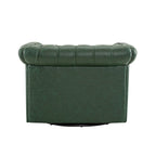 Green / Dark Brown Chesterfield Swivel Club Chair, Faux Leather, 1-Seat, 360° Rotation