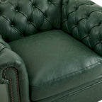 Green / Dark Brown Chesterfield Swivel Club Chair, Faux Leather, 1-Seat, 360° Rotation