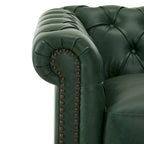 Green / Dark Brown Chesterfield Swivel Club Chair, Faux Leather, 1-Seat, 360° Rotation