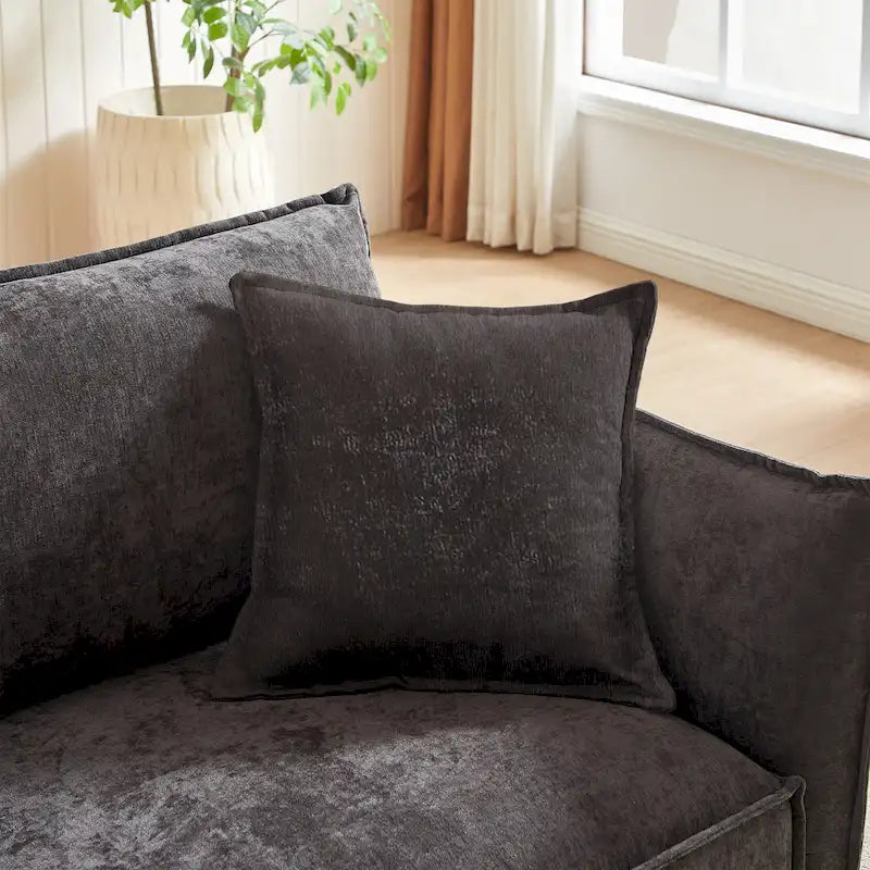 3-pieces Linen Modular Sofa Set with 3+3+1 Seater Combo and Wooden Frame & 5 Pillows