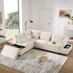 107 Oversized Chenille Modular Sectional Pull-out Sofa, Free Movement Storage Ottoman