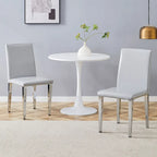 High Back Dining Chair Set of 2 PU Leather Upholstered Chair Living Room Decorative Side Chair Metal Frame Home Chair