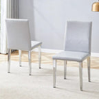 High Back Dining Chair Set of 2 PU Leather Upholstered Chair Living Room Decorative Side Chair Metal Frame Home Chair