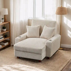 44in Wide Upholstered Chaise Lounge Chair with Adjustable Backrest
