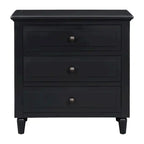 Mid-Century Modern Nightstand, Wooden Lockers with Metal Handle 3 Drawers, Entry Side Table with Solid Wood Legs