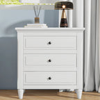 Mid-Century Modern Nightstand, Wooden Lockers with Metal Handle 3 Drawers, Entry Side Table with Solid Wood Legs