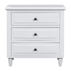 Mid-Century Modern Nightstand, Wooden Lockers with Metal Handle 3 Drawers, Entry Side Table with Solid Wood Legs