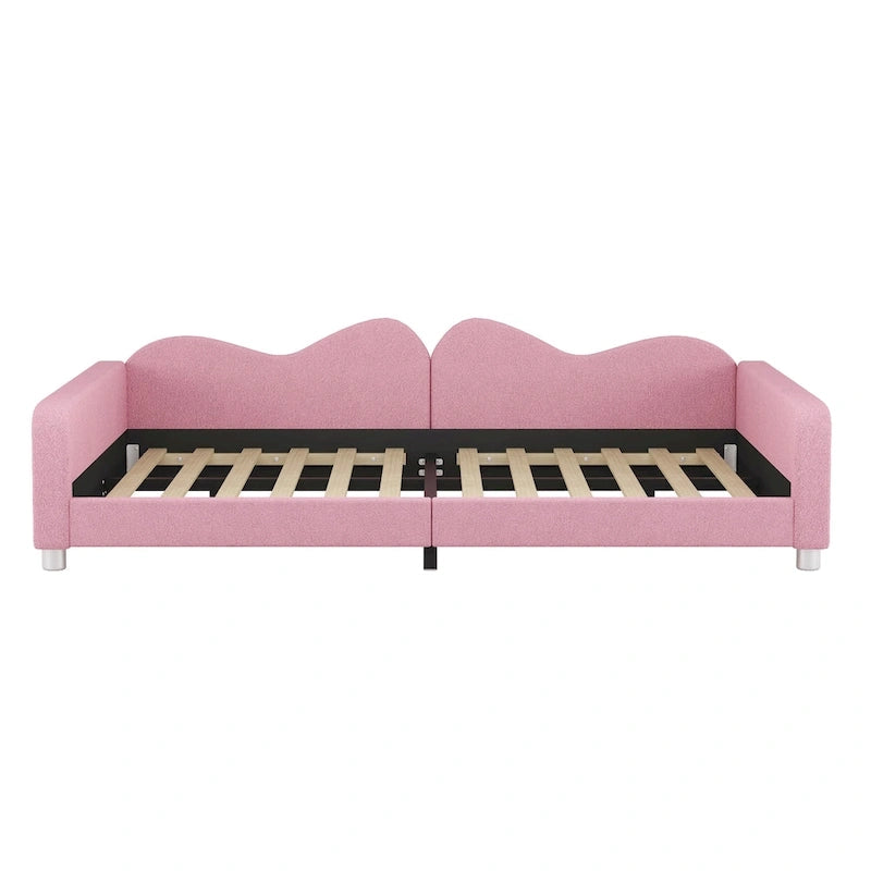 Full size Upholstered Daybed with Cloud-Shaped Backrest