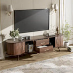 Mid-Century Modern TV Stand for 80 TV, Entertainment Center with Storage Media Console Table with 2 Drawers