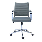 Modern Office Chair, Executive Mid-Back Conference Room Chair in PU Leather with Wheels and Arms
