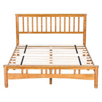 Oak Queen Platform Bed with Headboard, Solid Wood, For 2