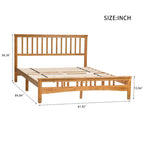 Oak Queen Platform Bed with Headboard, Solid Wood, For 2