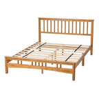 Oak Queen Platform Bed with Headboard, Solid Wood, For 2