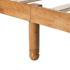 Oak Queen Platform Bed with Headboard, Solid Wood, For 2