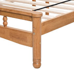Oak Queen Platform Bed with Headboard, Solid Wood, For 2