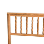 Oak Queen Platform Bed with Headboard, Solid Wood, For 2