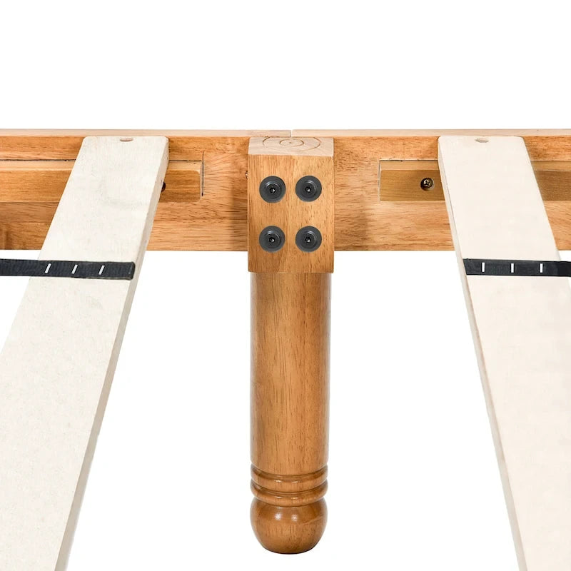 Oak Queen Platform Bed with Headboard, Solid Wood, For 2