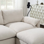 96.5 Chenille L-Shaped Sectional Sofa with Storage Ottoman, Adjustable Phone Holder, USB Charger and Armrest Storage Pockets