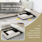 96.5 Chenille L-Shaped Sectional Sofa with Storage Ottoman, Adjustable Phone Holder, USB Charger and Armrest Storage Pockets