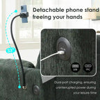 96.5 Chenille L-Shaped Sectional Sofa with Storage Ottoman, Adjustable Phone Holder, USB Charger and Armrest Storage Pockets