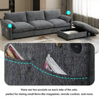 96.5 Chenille L-Shaped Sectional Sofa with Storage Ottoman, Adjustable Phone Holder, USB Charger and Armrest Storage Pockets