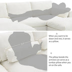 86.5 Chenille Modular Sofa with Storage Pockets, Movable Ottomans