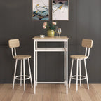 Modern Style 3-Piece Dining Set with Square Table, Partition and 2 Bar Stools