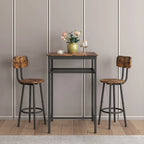 Modern Style 3-Piece Dining Set with Square Table, Partition and 2 Bar Stools